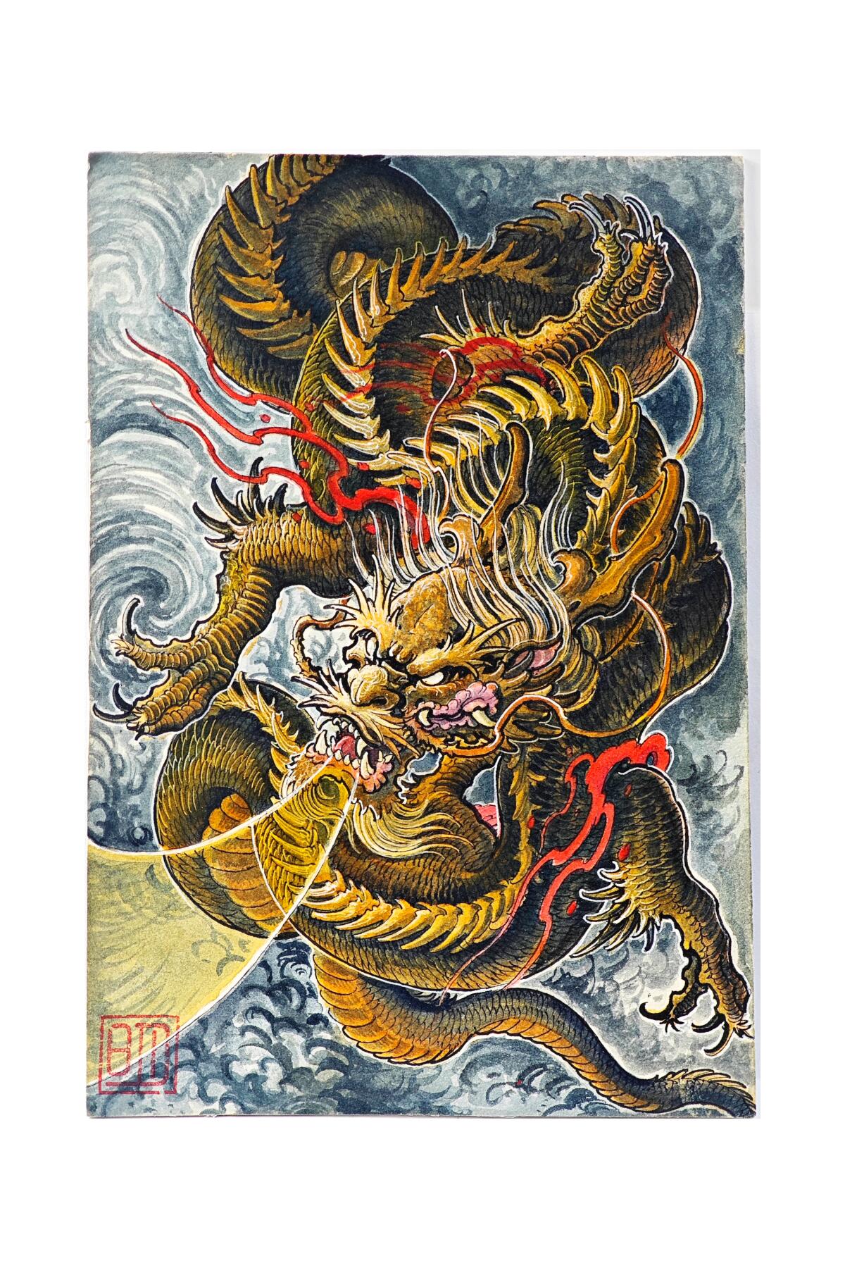 白泽拍卖卡牌手绘专场第29期（忽有故人心上过，回首山河已是秋） 2025 刘晓明手绘小画 龙 尺寸：13cm*19cm 刘晓明钤印