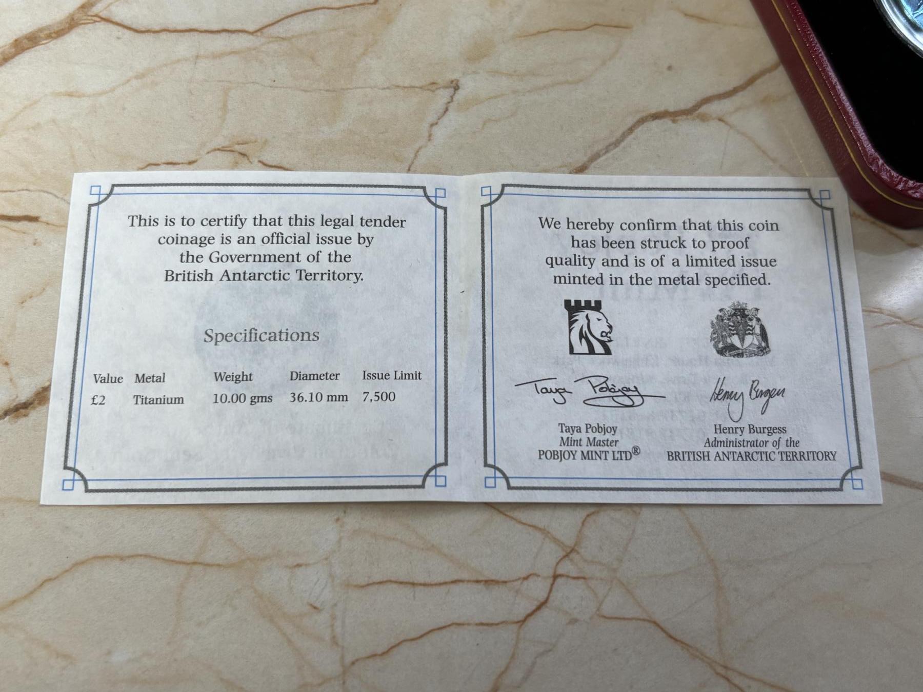 第184期拍卖 英属南极领地2017年动物系列海豹绿色纯钛纪念币