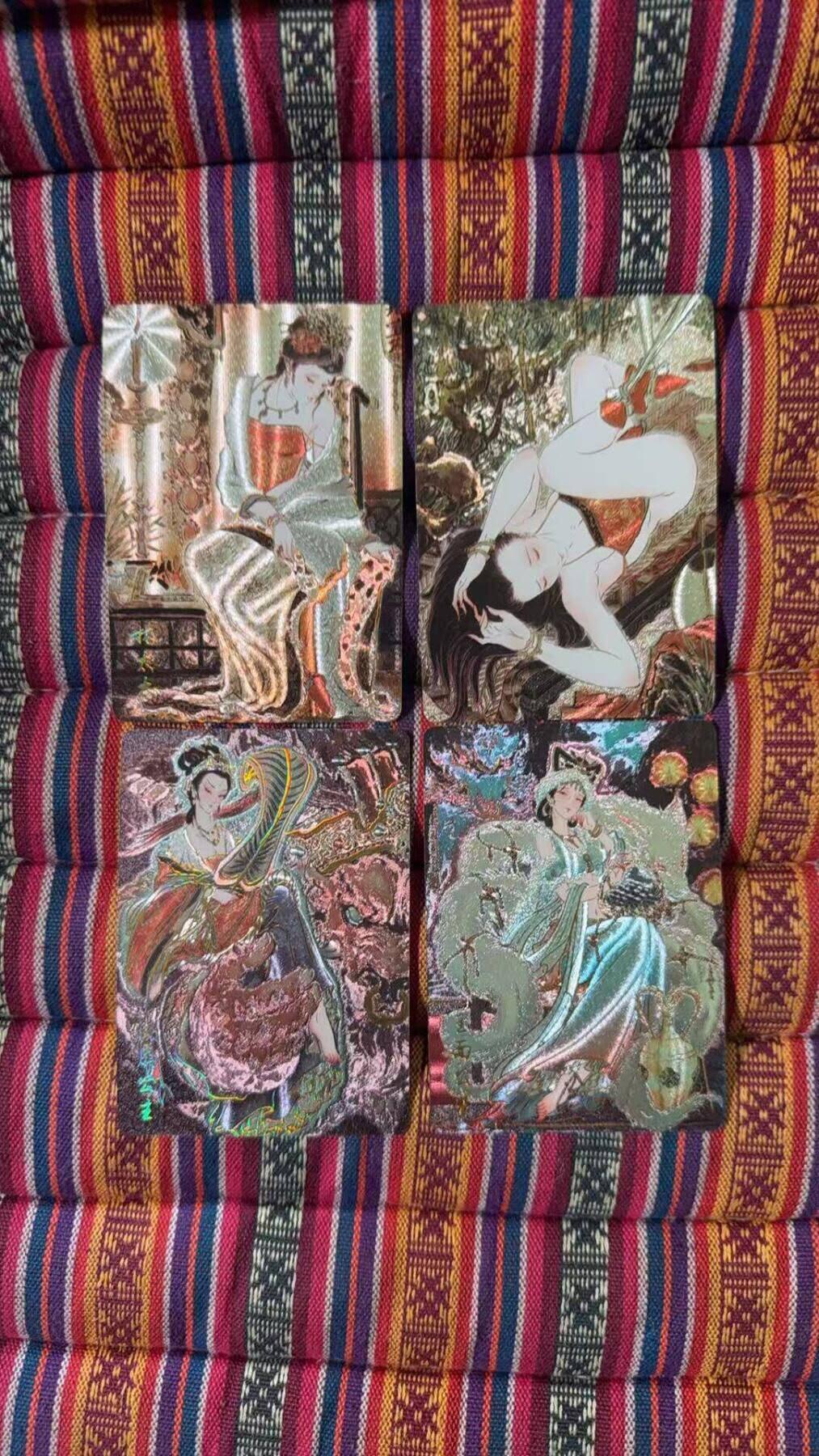 光影卡牌第26期，各家亲签，各家套卡，持续收拍品 雕仙解语花冷烫粗闪特卡4张