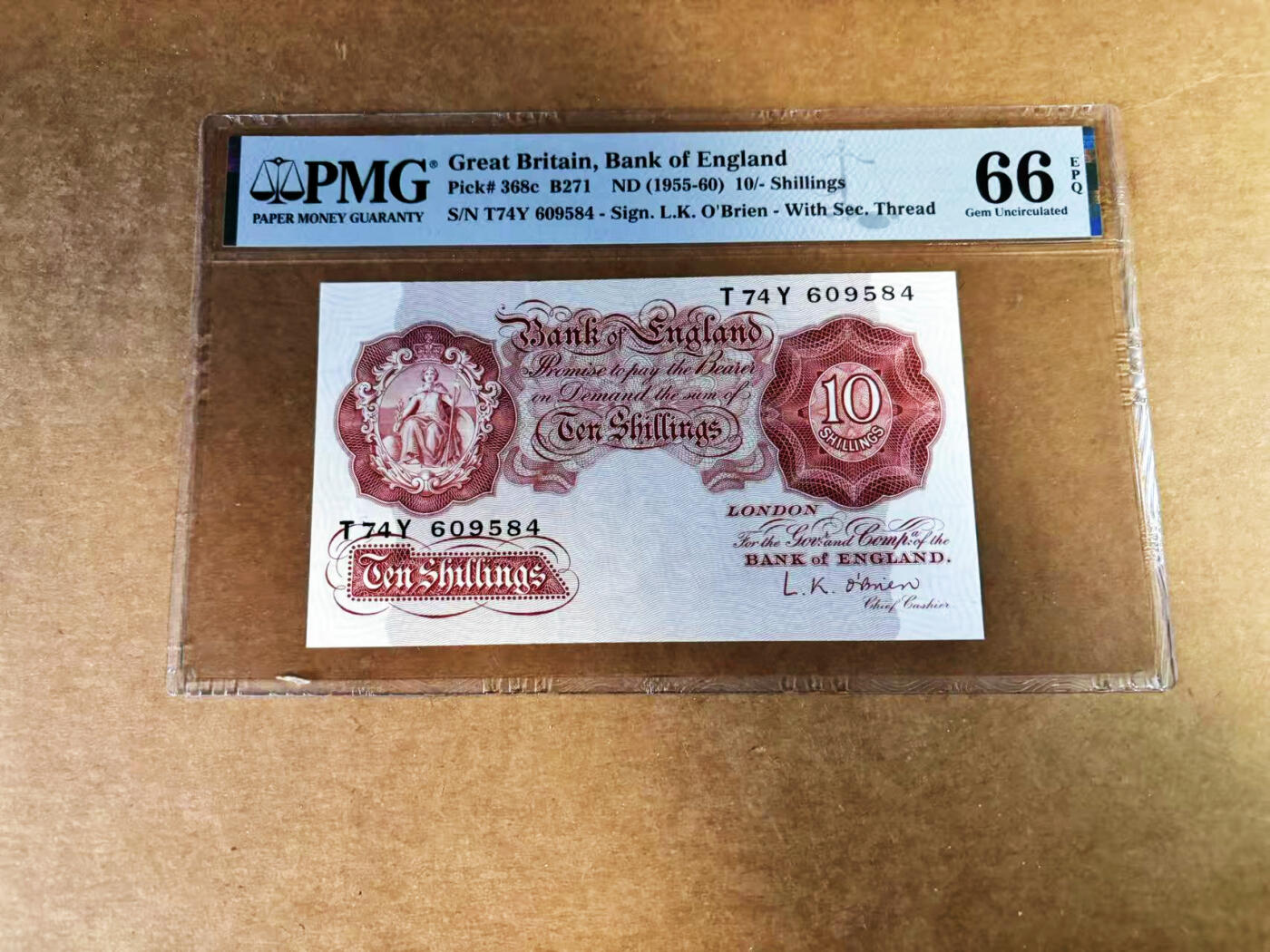 【Blue Auction】世界纸币精拍第759期——18级TOP拍卖/信誉/品质/专业/高效💫 英国 A序列 1955-60先令 PMG66EPQ 