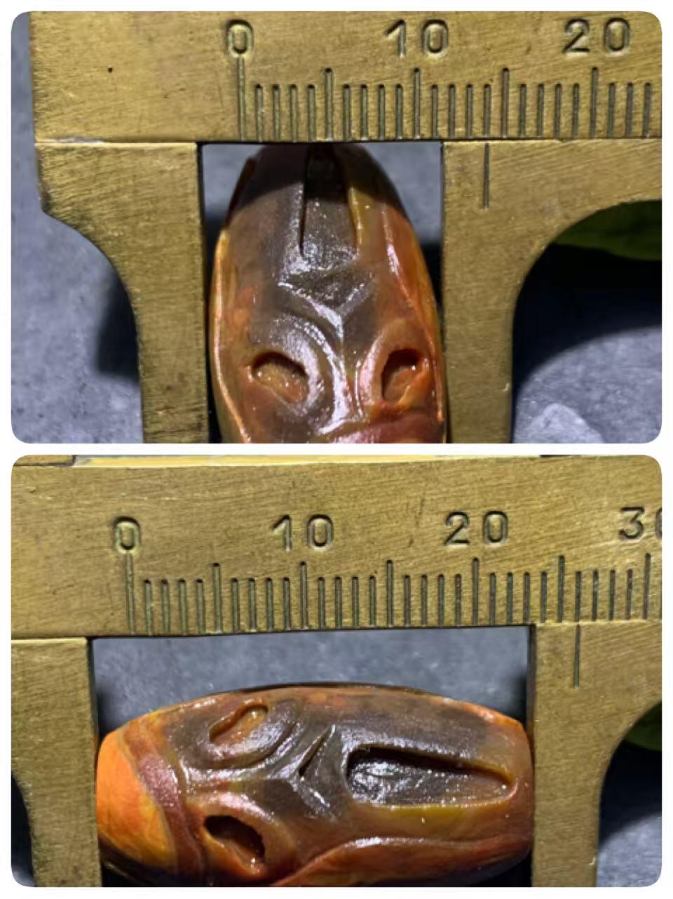 精美亚光草花纹战国红玛瑙手工俏色巧雕惊声尖叫死神桶珠一颗