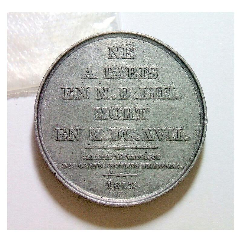 法国1817年 历史学家德图高浮雕精制大合金章 光边 40MM