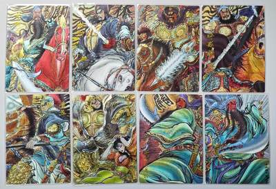 白泽拍卖卡牌手绘专场第29期（忽有故人心上过，回首山河已是秋） - 2025 昆仑万象 梁山五虎将特卡 8张 五虎将1套+董平霸妻+斩颜良关公+神威关公  粗闪