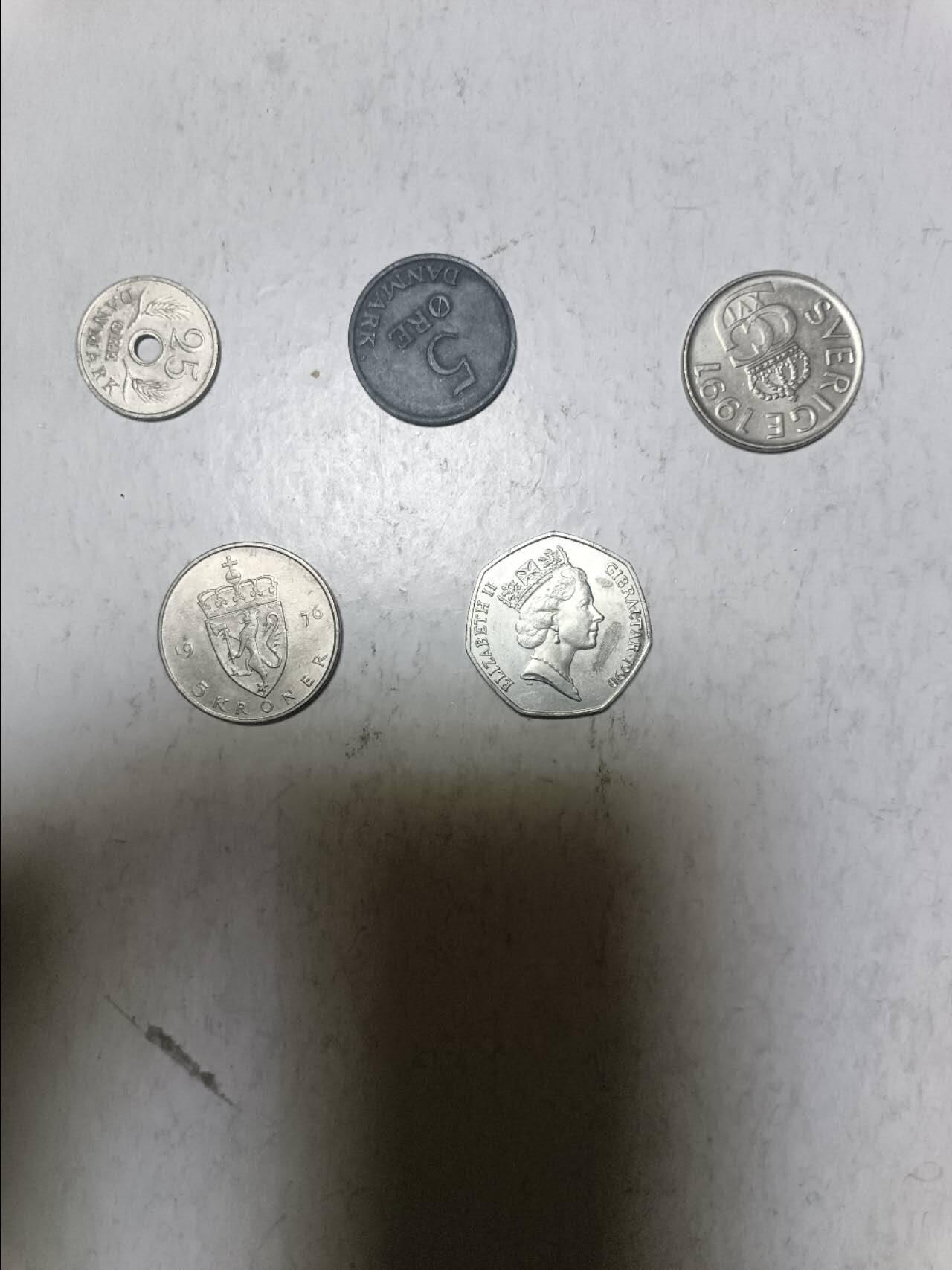 【20251209】非全新纸币和硬币第311场 欧洲国家5枚硬币不同版本