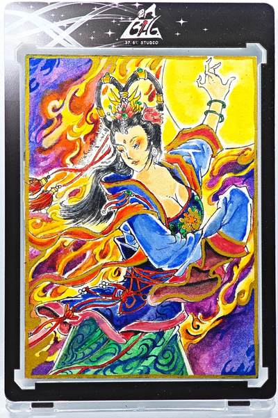 白泽拍卖卡牌手绘专场第29期（忽有故人心上过，回首山河已是秋） - 2024 林白鹭手绘卡 嫦娥  林白鹭亲签 卡砖封装