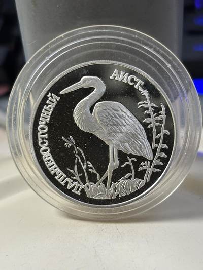 第184期拍卖 - 俄罗斯1995年红皮书珍稀动物纪念银币，925银，15.55克，塑料盒有裂痕，有氧化