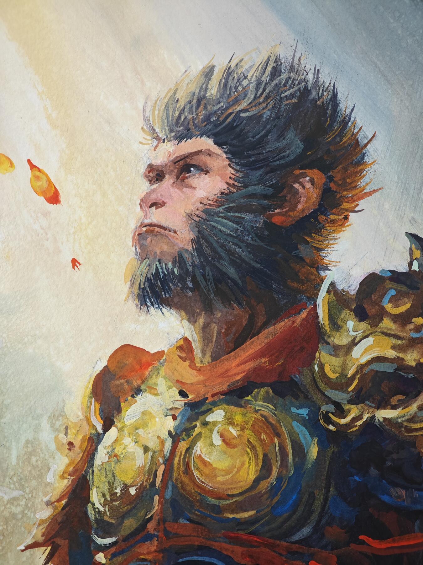 白泽拍卖卡牌手绘专场第29期（忽有故人心上过，回首山河已是秋） 2025 马哲帆手绘画 齐天大圣 尺寸：25.5cm*36.7cm 