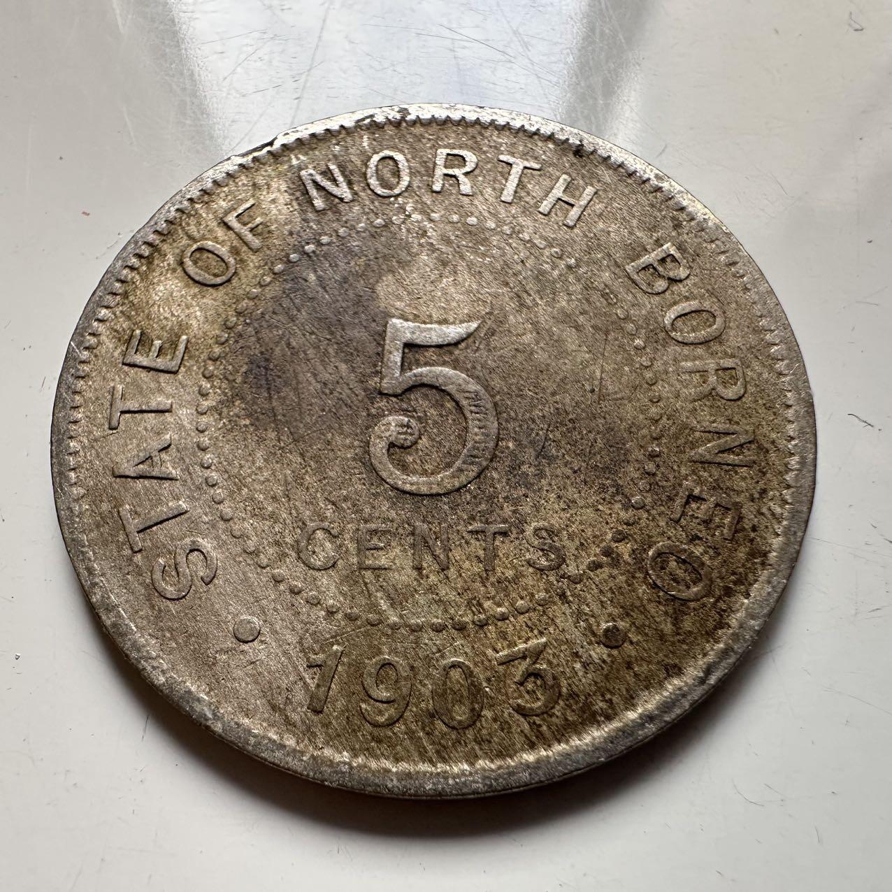 🌹外币初藏🌹🐯2025年第137场  每周二四六晚8️⃣点 接代拍 英属北婆罗州1903年五分