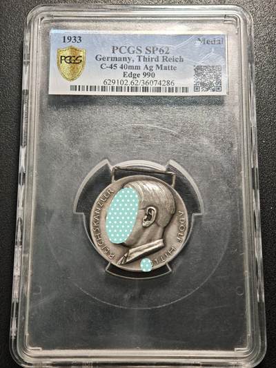 【德藏】世界币章拍卖第155期（拍品征集中~欢迎藏友联系） - 1933年 德国民族社会主义工人党射击节奖章大银章 PCGS SP62（原图请查询PCGS评级官网）