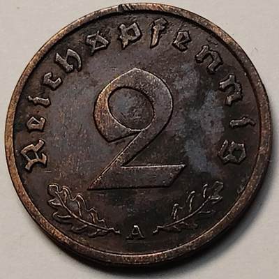 布加迪🐬～世界钱币(上海)🌾第 263 期 /  各国套币和散币 - 德国🇩🇪 1937年 2芬尼