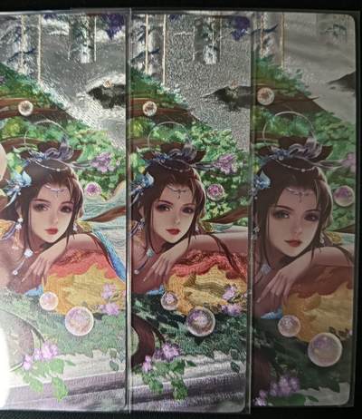 花开卡拍第61期（3月7号周六截拍，品控勿拍!!!拍品不寄存，运费5元（新疆需补运费差价或顺丰到付），自制卡难免瑕疵，可能存在轻微撞角爆边等出厂瑕疵，品控介意勿拍！） - 卡玩帕克 神州百花谱 张丽华，粗闪工艺，一套共3张