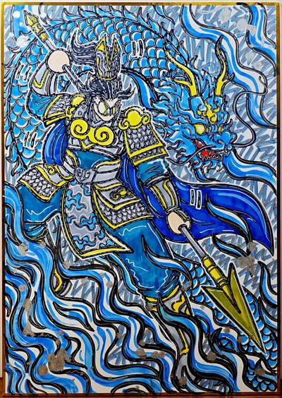 白泽拍卖卡牌手绘专场第29期（忽有故人心上过，回首山河已是秋） - 2024 waiwai手绘色纸 赵子龙 尺寸：21cm*29.5cm  waiwai亲签