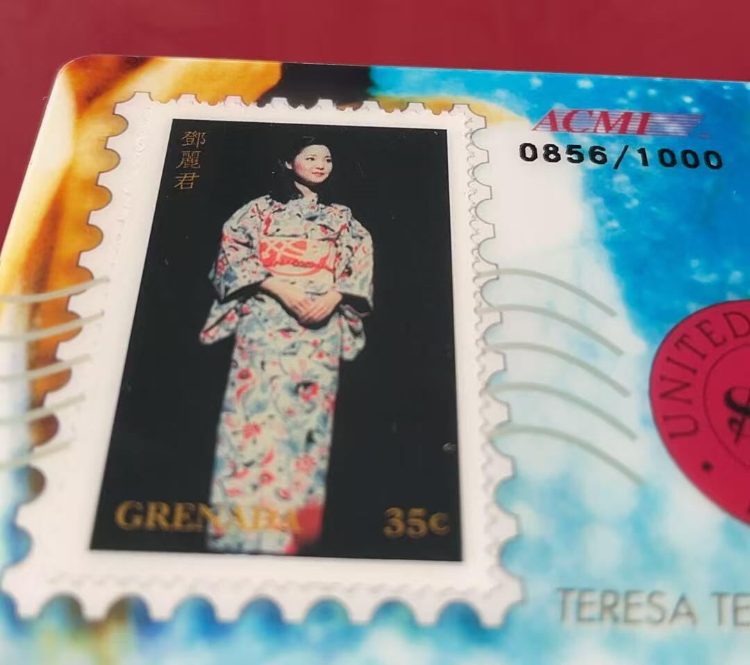 《卡拍》第341期拍卖12月6日晚22：10时延时截拍 美国密码卡《邓丽君》四全拼图过期新卡，卡内封装真正邮票（格林纳达邮票），带册，发行1000套。