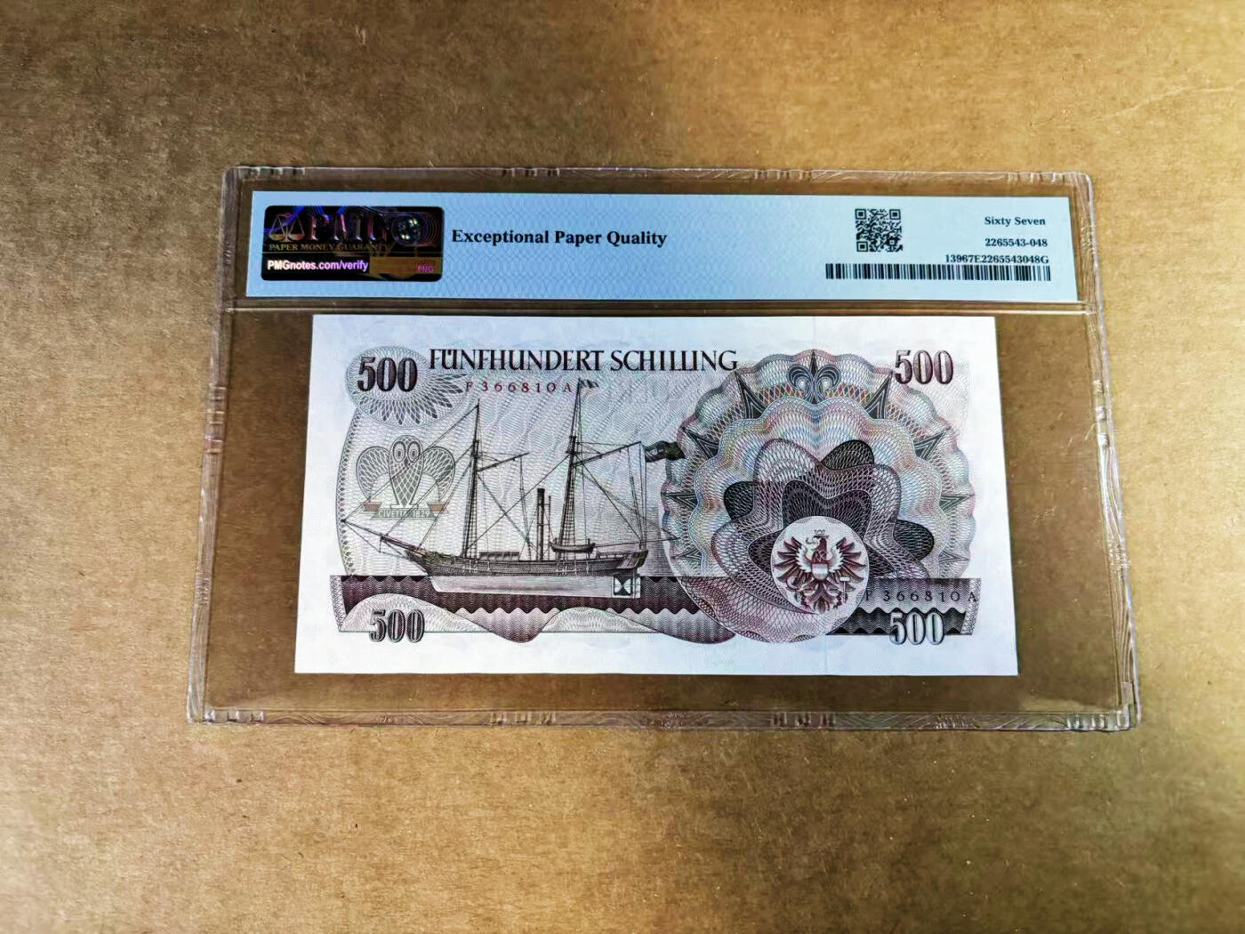 【Blue Auction】世界纸币精拍第759期——18级TOP拍卖/信誉/品质/专业/高效💫 【无47】奥地利 1965年500先令 PMG67EPQ