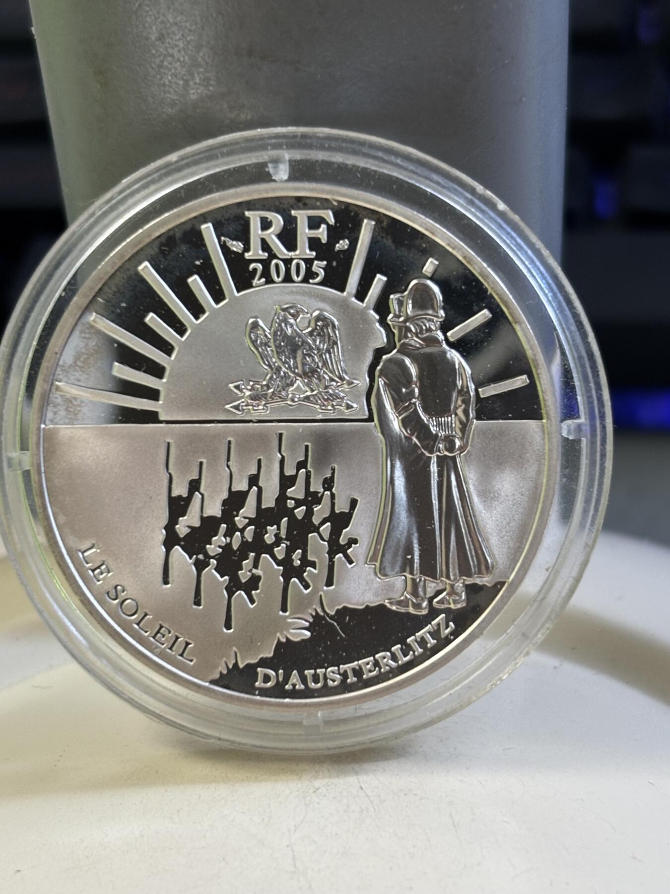 第184期拍卖 法国2005年奥斯特利茨战役200周年纪念银币，900银，22.2克，发行15000枚，有氧化，银价277