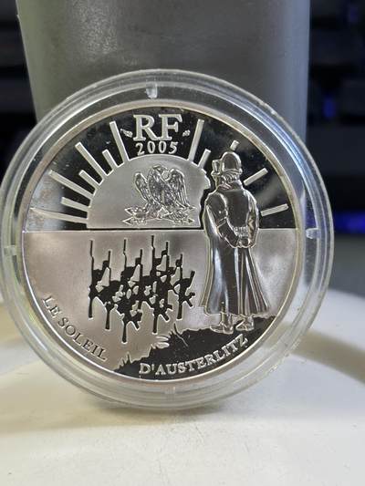 第184期拍卖 - 法国2005年奥斯特利茨战役200周年纪念银币，900银，22.2克，发行15000枚，有氧化，银价277