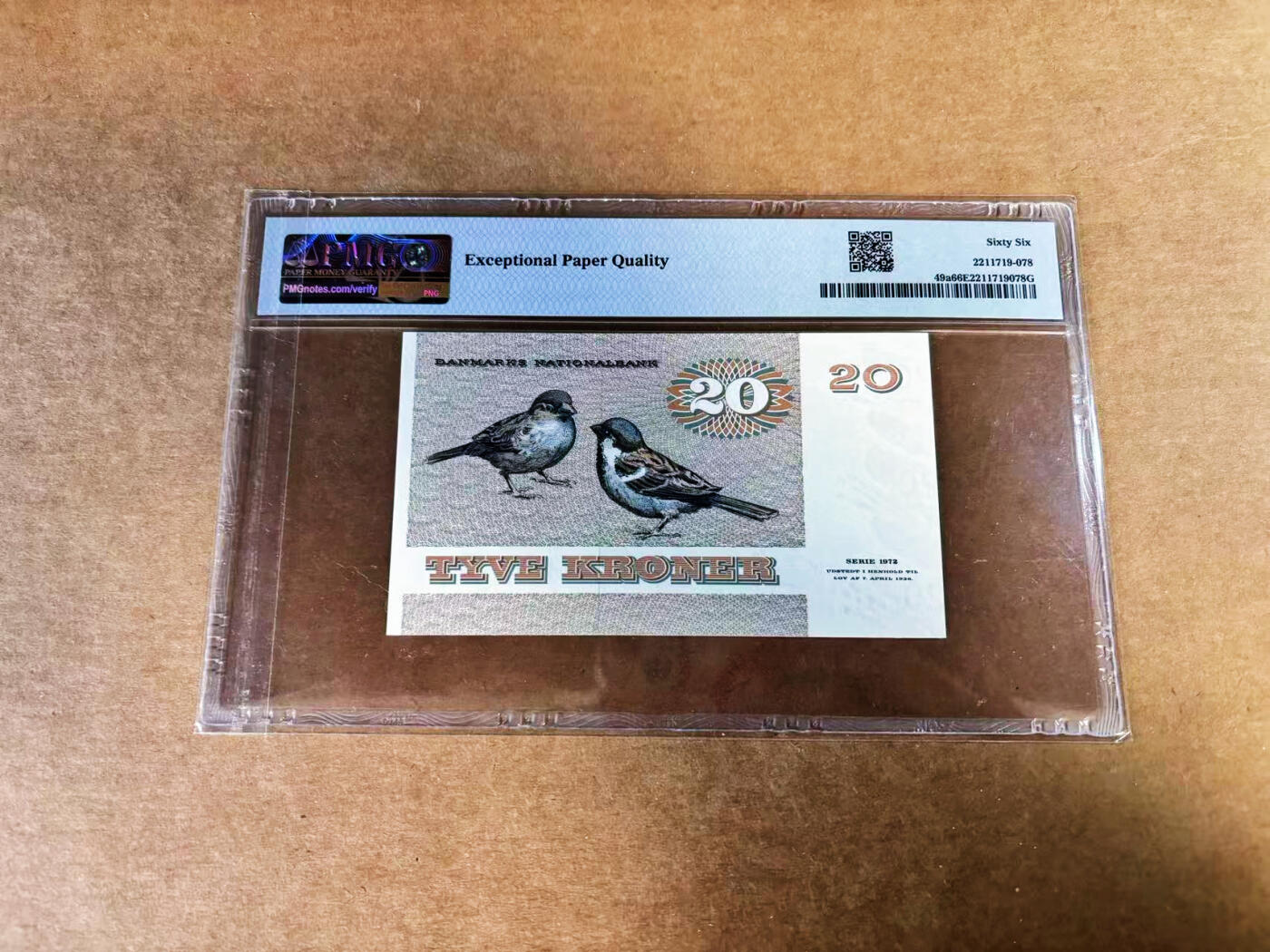 【Blue Auction】世界纸币精拍第759期——18级TOP拍卖/信誉/品质/专业/高效💫 丹麦 1979年20克朗 PMG66EPQ 