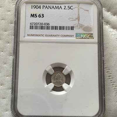 道一币馆币章第一百五十八场 - NGC MS64 巴拿马1904年征服者武士2.5分银币 珍珠币