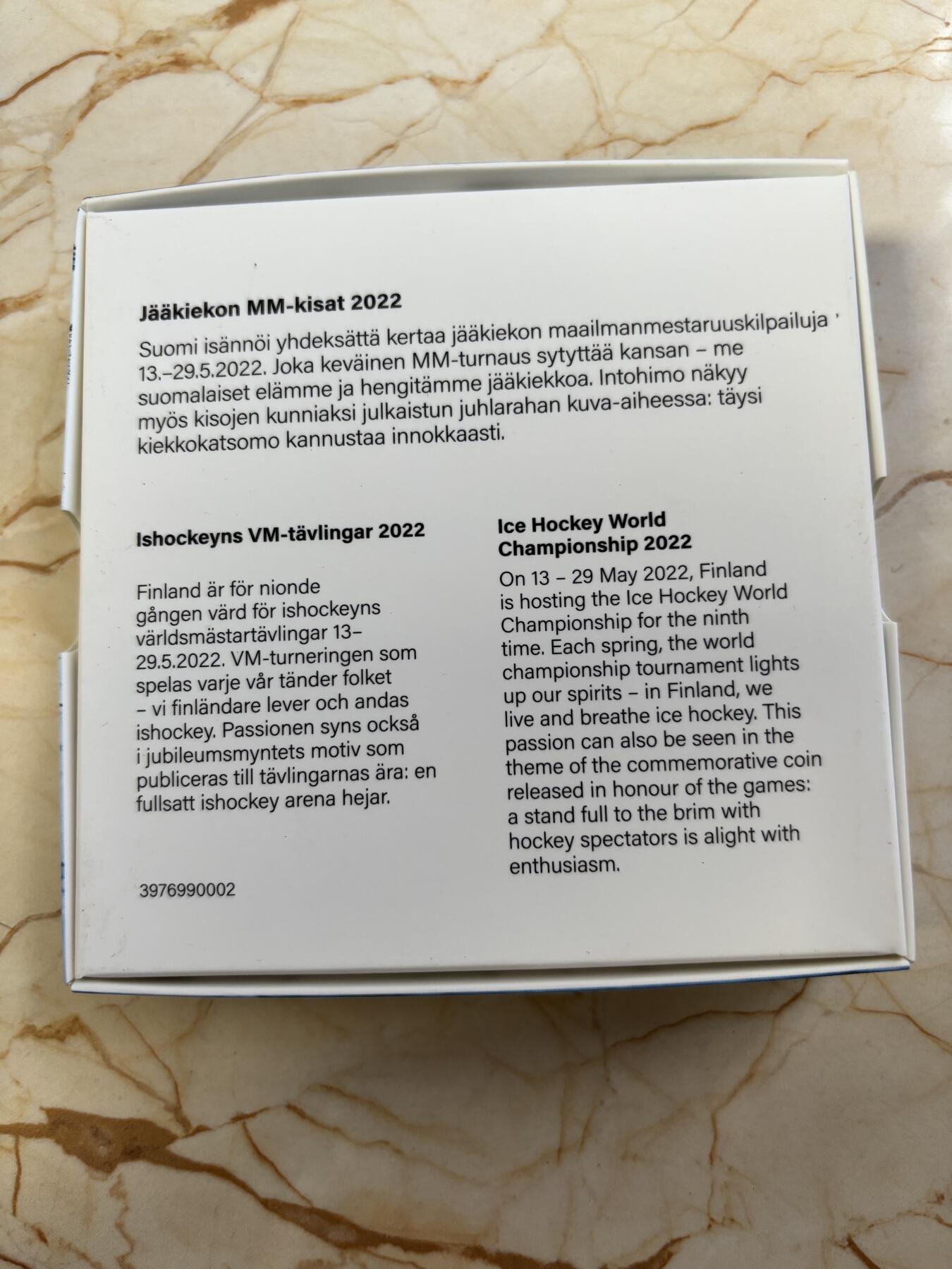 第184期拍卖 芬兰2022年曲棍球5欧双色精制纪念币