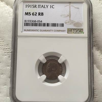 道一币馆币章第一百五十八场 - NGC MS62 意大利1915年建国百年10分铜币