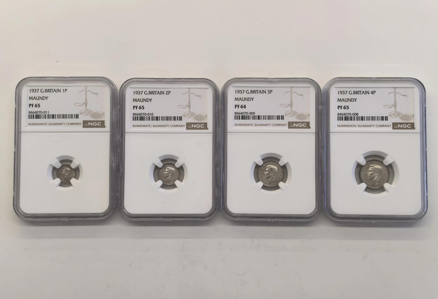 博洋堂世界钱币拍卖第150期（全场包邮） NGC PF64-66 英国1937年乔治六世精制大全套15枚，含濯足币，收藏一步到位！