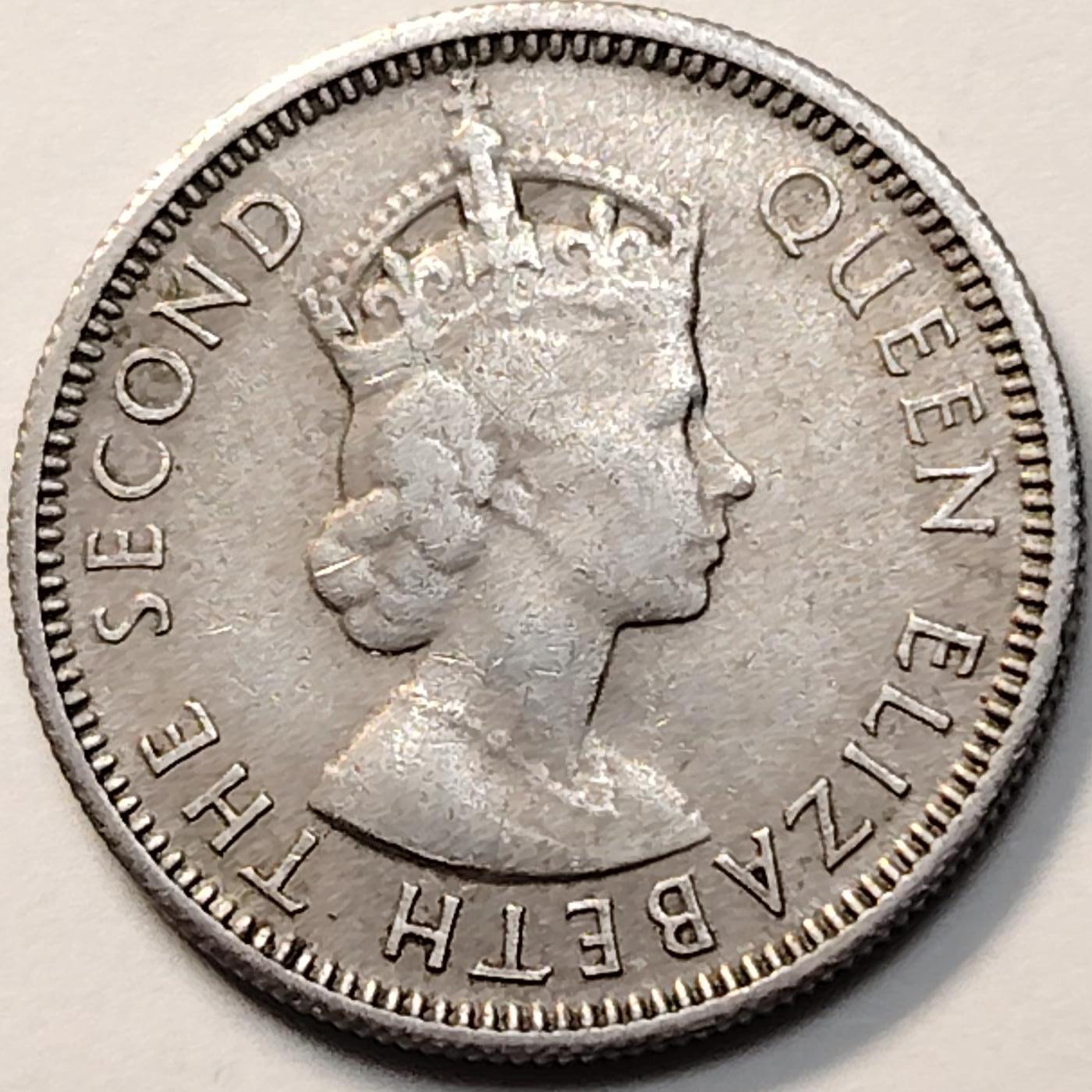 布加迪🐬～世界钱币(上海)🌾第 263 期 /  各国套币和散币 马来亚和英属婆罗洲 1953年 10分 女王头像