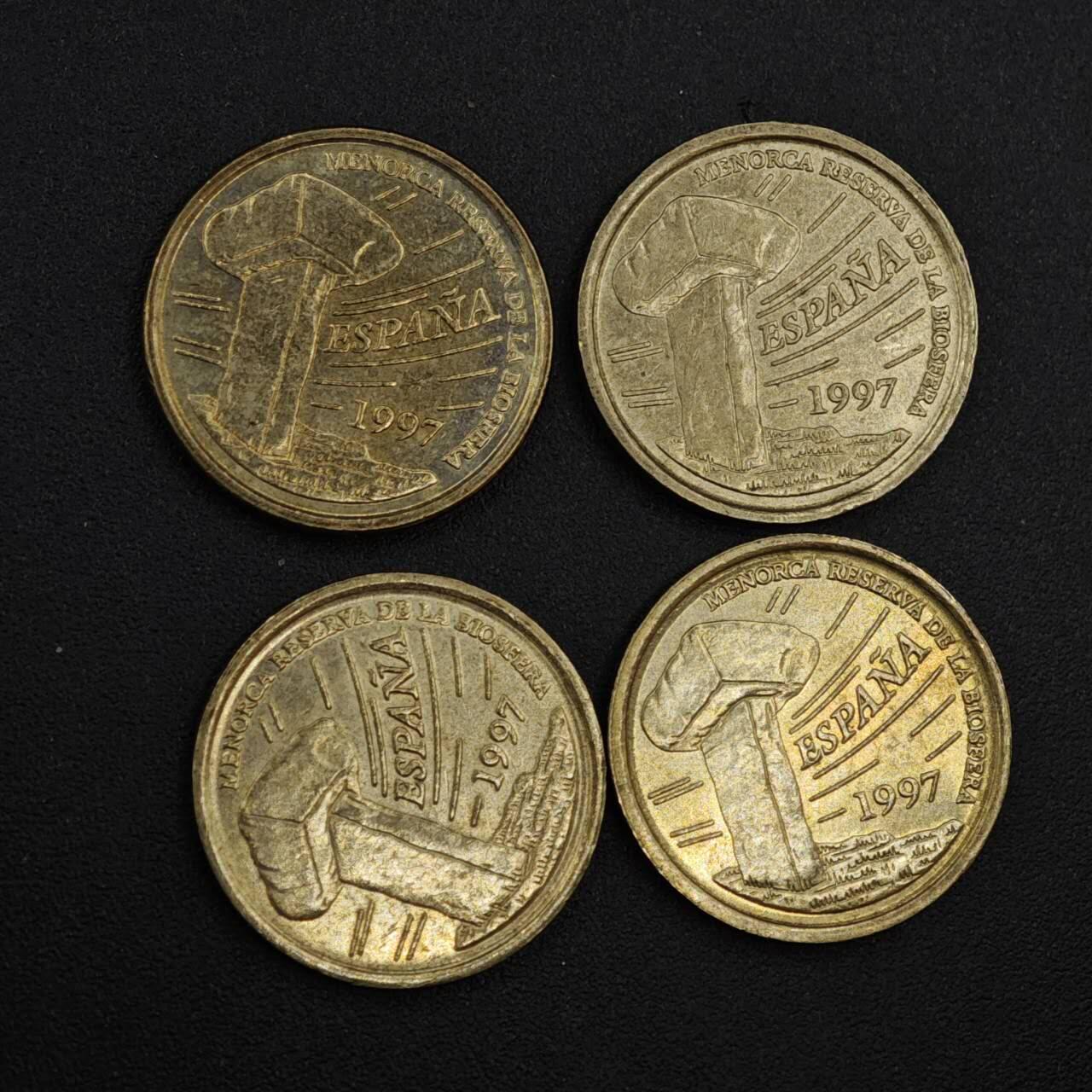 【淘币小摊】实时拍第八百一十九拍   散币场   满百包邮可预留二周 每周一统一发货   西班牙1997年5比赛塔铜币4枚