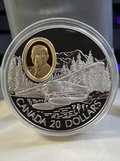 第184期拍卖 - 加拿大1991年飞机系列镀金1盎司纪念银币，925银银价399加镀金