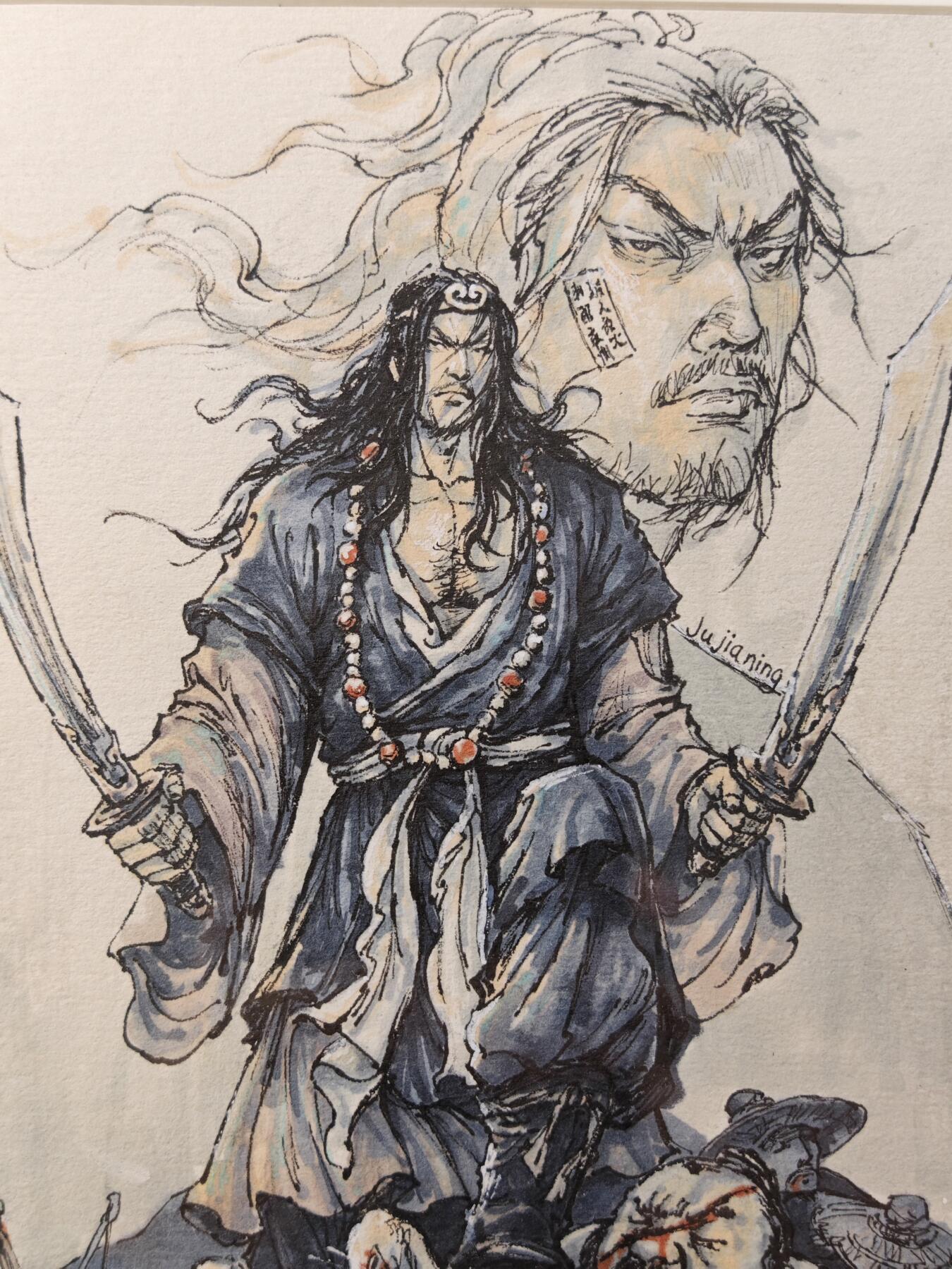 白泽拍卖卡牌手绘专场第29期（忽有故人心上过，回首山河已是秋） 2024 鞠嘉宁手绘画 武松打虎 尺寸：12cm*20.7cm  鞠嘉宁亲签