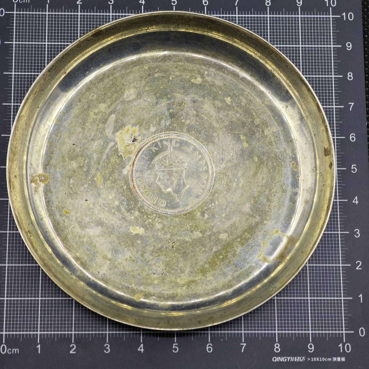 【淘币小摊】限时拍第八百二十三拍  纪念章场  满百包邮可预留两周  周一统一发货   镶嵌印度1/4安娜铜币盘