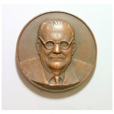 比利时1971年 总理范阿克高浮雕精制大铜章 40MM - 比利时1971年 总理范阿克高浮雕精制大铜章 40MM