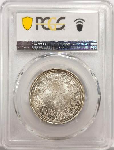 博洋堂世界钱币拍卖第150期（全场包邮） PCGS MS63 英属印度1862年维多利亚1卢比银币，卷首包浆