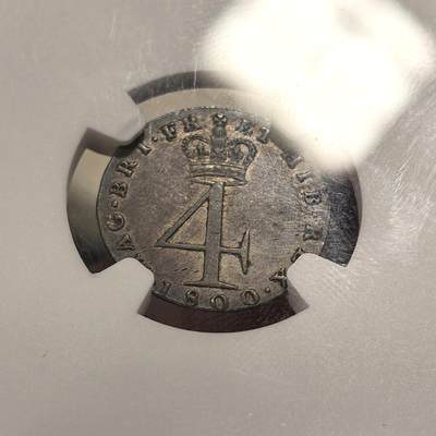 博洋堂世界钱币拍卖第150期（全场包邮） NGC AU53-MS63 英国1800年英国乔治三世濯足币一套四枚，原味五彩