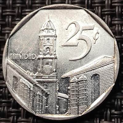 布加迪🐬～世界钱币(上海)🌾第 263 期 /  各国套币和散币 - 古巴🇨🇺 1994年 25分外汇币 镀镍钢