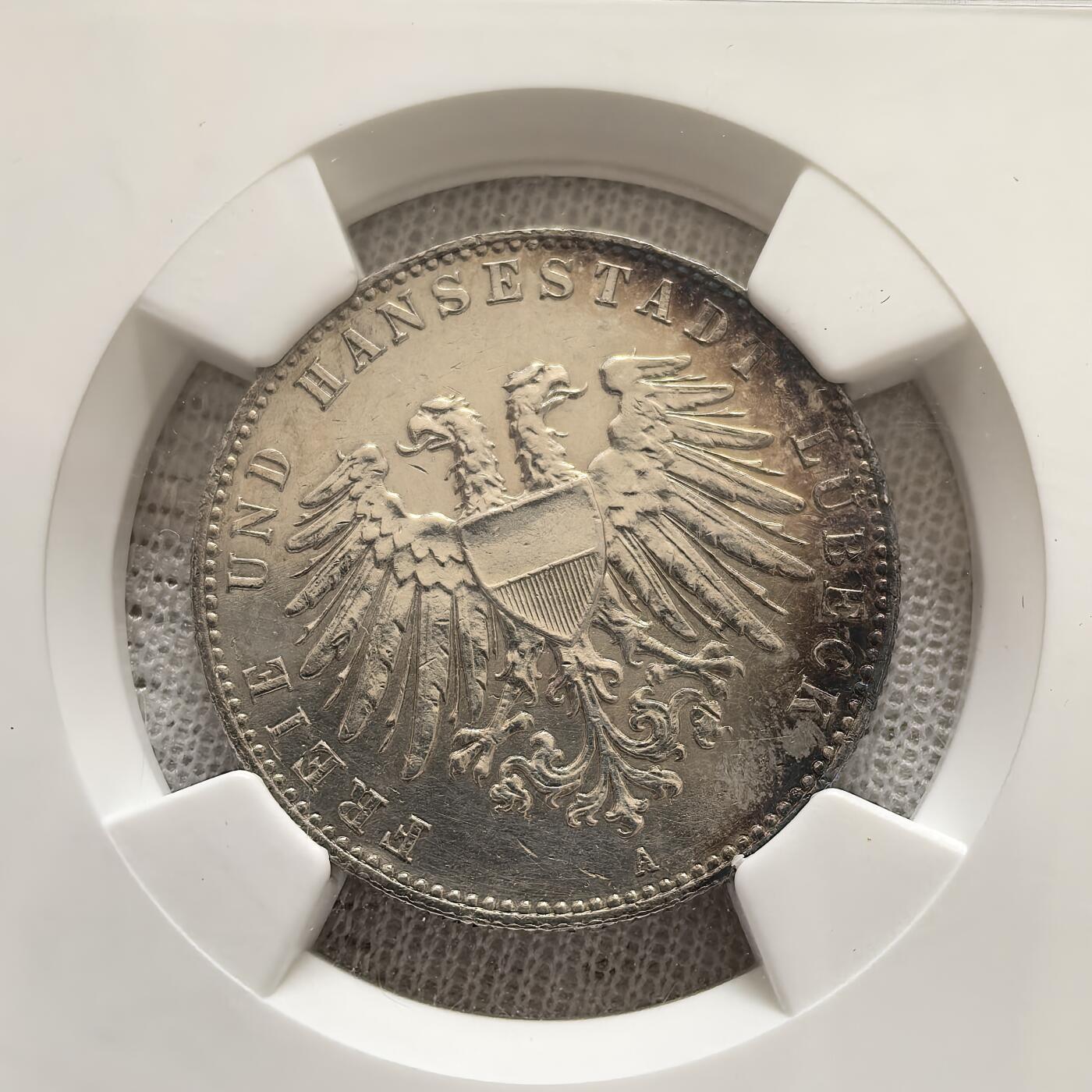 道一币馆币章第一百五十八场 NGC UNC 普鲁士德国1901年吕贝克自由汉萨市2马克银币