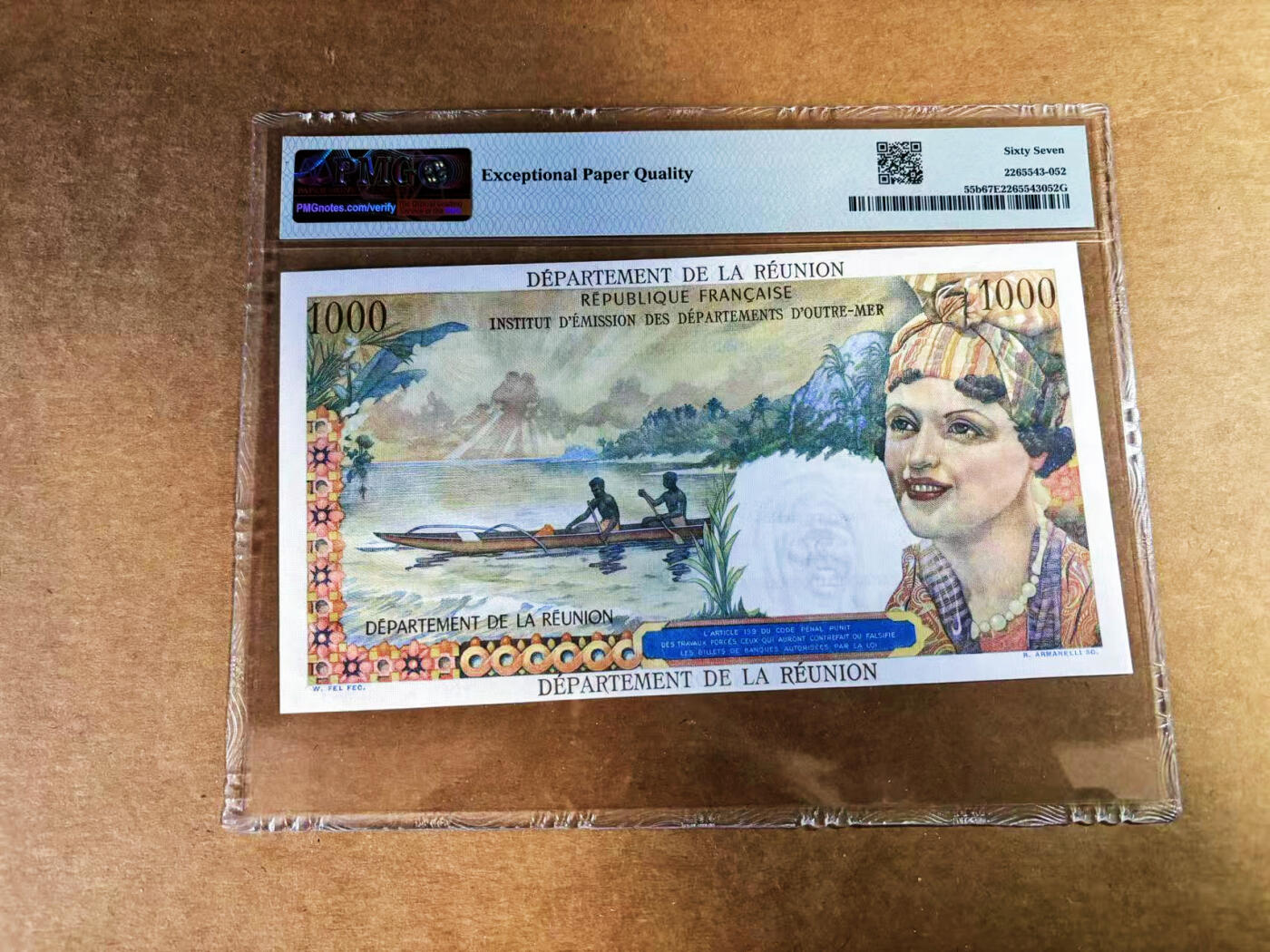 【Blue Auction】世界纸币精拍第759期——18级TOP拍卖/信誉/品质/专业/高效💫 【靓号99988倒置号】留尼旺 1971年20新法郎 PMG67EPQ 高分 大票幅 风光唯美 景色怡人 法属经典