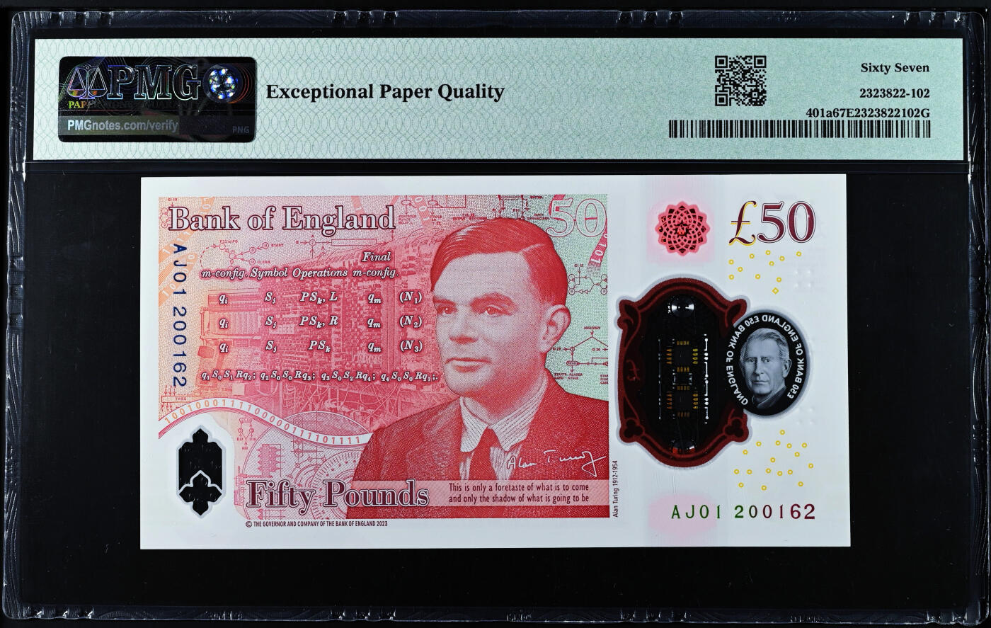 【Blue Auction】世界纸币精拍第759期——18级TOP拍卖/信誉/品质/专业/高效💫 【AJ01首发冠无47】英国 2024年50镑 PMG67EPQ