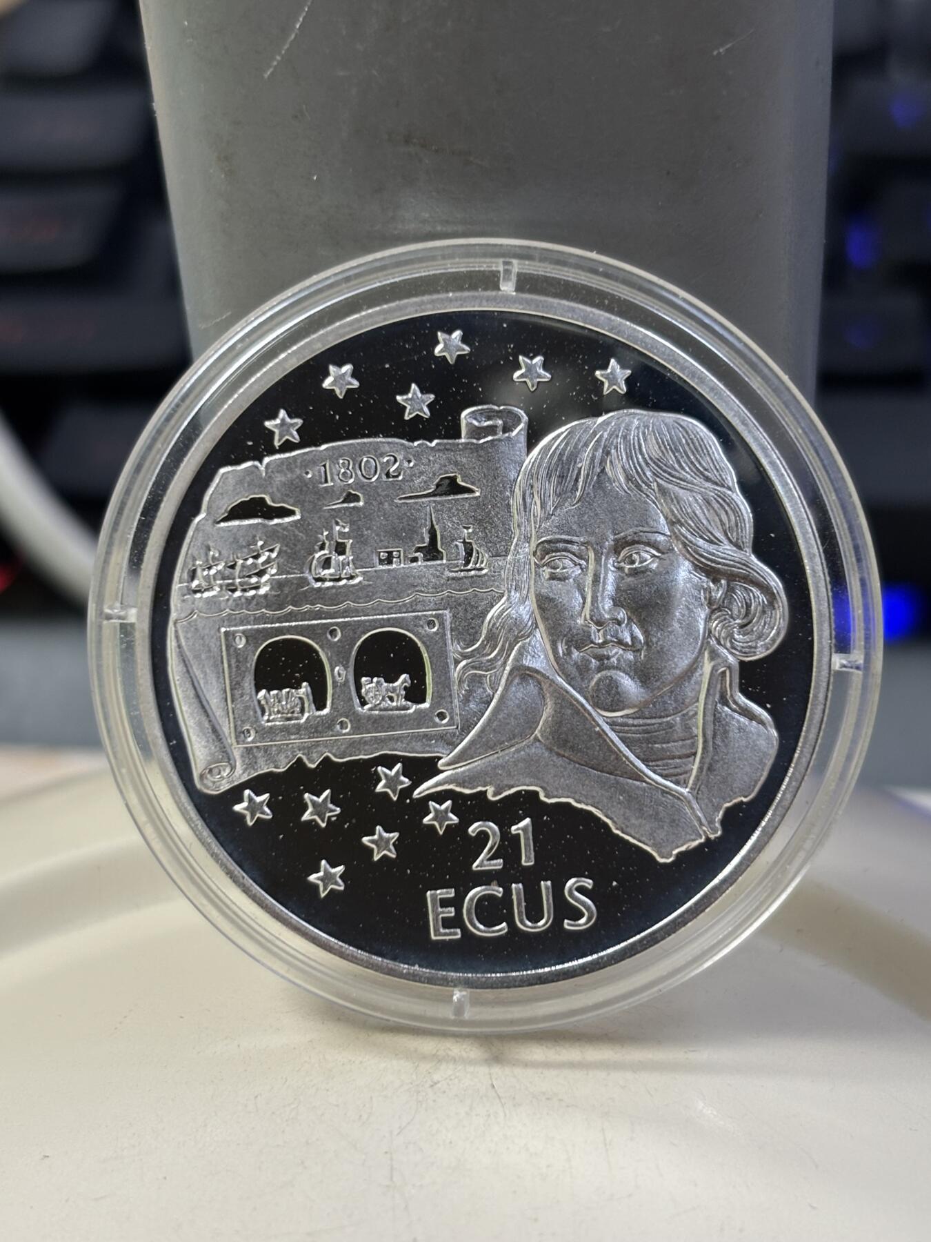 第184期拍卖 直布罗陀1993年拿破仑精制大银币，925银，19.36克，有氧化