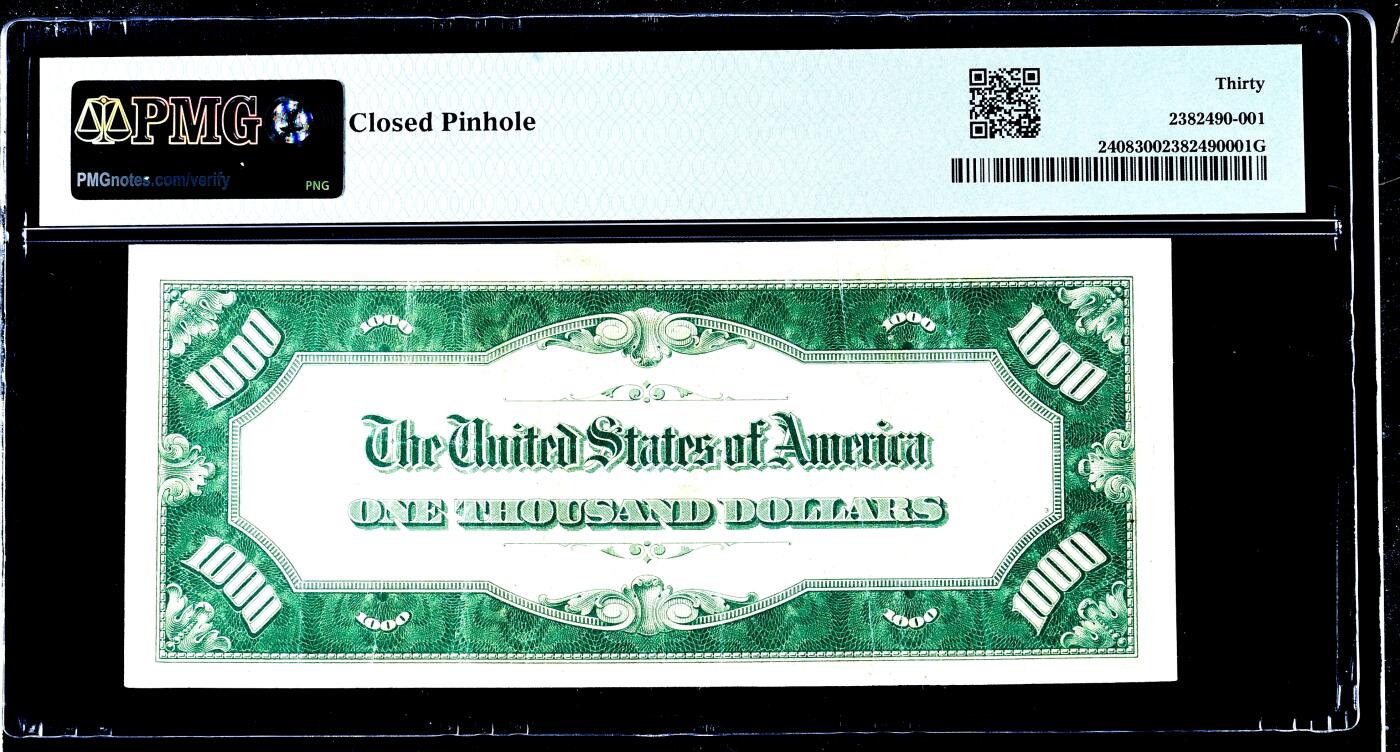 【Blue Auction】世界纸币精拍第759期——18级TOP拍卖/信誉/品质/专业/高效💫   【大珍 AA冠无47 普通藏家能拥有的最高面值黄金券实钞】美国 1928年1000美金黄金券 前总统克利夫兰肖像 金黄色的库印和号码熠熠生辉 PMG30性价比极高 百大美钞之一（当时仅印制了2.88万枚 如此高额黄金券纷纷兑换成黄金回收彻底 如今存世不到百枚 使其成为 20 世纪美国钱币收藏中最稀有的品种之一 甚至比对应的5000美元和10000美元联邦储备券更为罕见） 