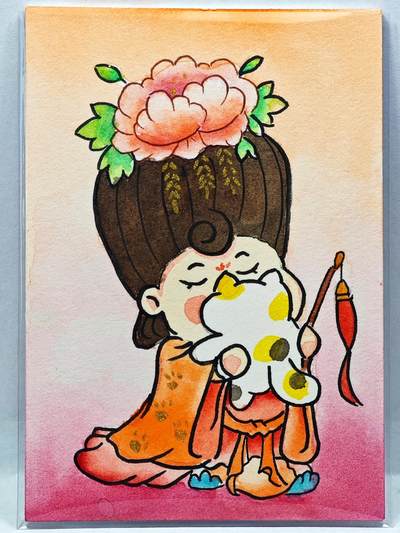 白泽拍卖卡牌手绘专场第29期（忽有故人心上过，回首山河已是秋） - 2025 天玑星手绘卡 杨玉环 猫  小火柴亲签 卡砖封装