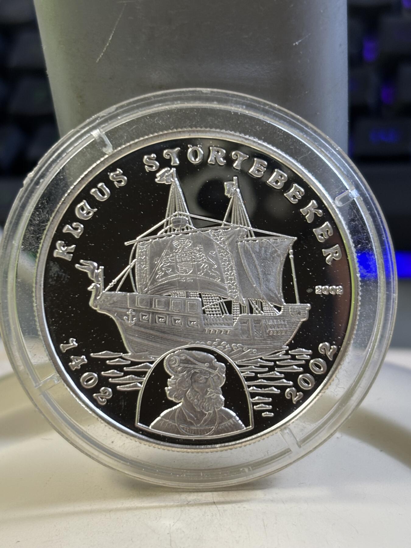 第184期拍卖 贝宁2002年航海人物100法郎精制纪念银币，999银，19.95克