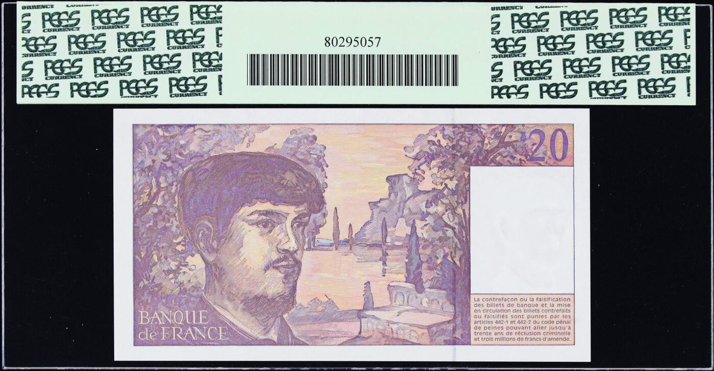 【Blue Auction】世界纸币精拍第759期——18级TOP拍卖/信誉/品质/专业/高效💫 【无47】法国 1997年20法郎 PCGS65EPQ