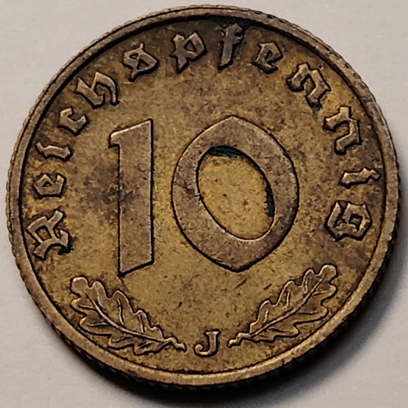 布加迪🐬～世界钱币(上海)🌾第 263 期 /  各国套币和散币 德国🇩🇪 1937年 10芬尼