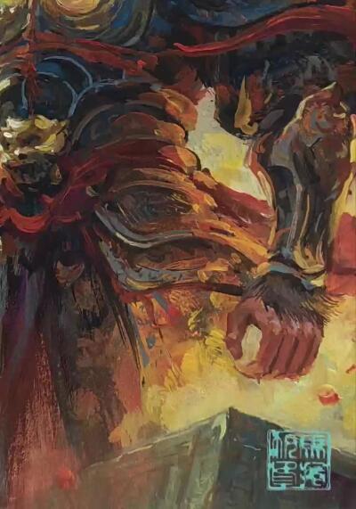 白泽拍卖卡牌手绘专场第29期（忽有故人心上过，回首山河已是秋） 2025 马哲帆手绘画 齐天大圣 尺寸：25.5cm*36.7cm 