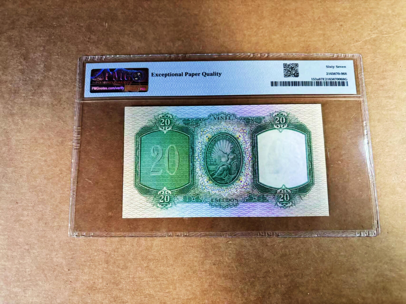 【Blue Auction】世界纸币精拍第759期——18级TOP拍卖/信誉/品质/专业/高效💫 葡萄牙 1951年20埃斯库多 PMG67EPQ