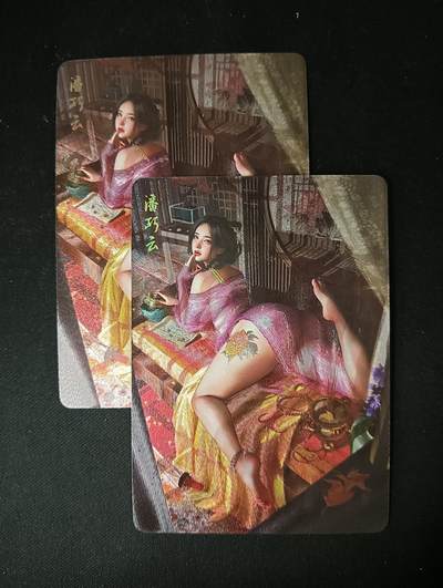 花开卡拍第53期（12月28号周日截拍，品控勿拍!!!拍品不寄存，运费5元，自制卡难免瑕疵，可能存在轻微撞角爆边等出厂瑕疵，品控介意勿拍！） - 燎原焱卡 刷子人间传 潘巧云双服饰 幻彩粗闪2张
