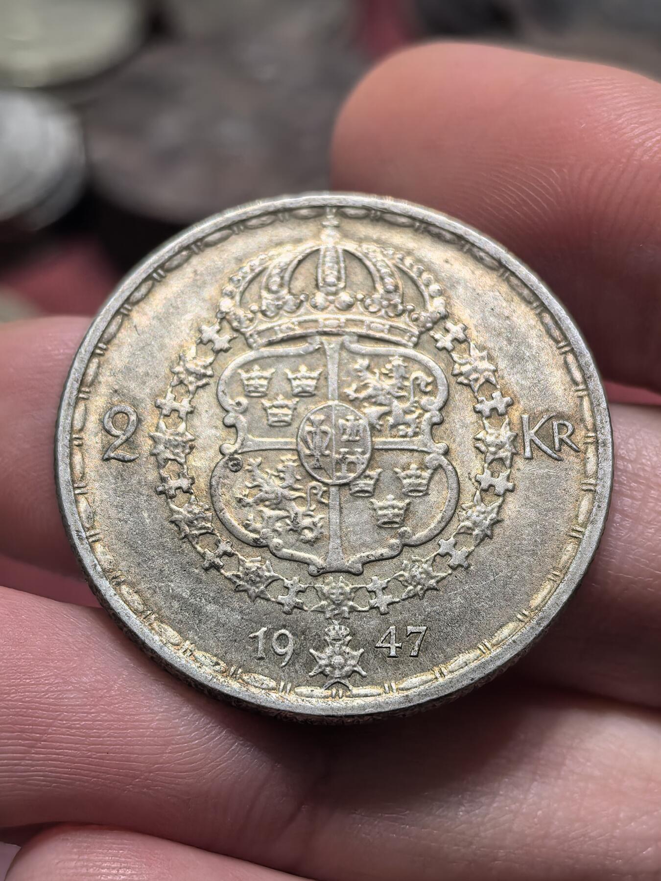 南宋泉阁俄币 外币 国币 专场第二十期 【送拍无额外佣金】 瑞典 1946年 古斯塔夫五世2克朗银币 14g 400银 好品