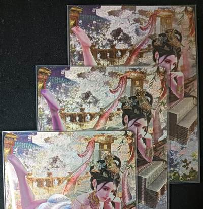 花开卡拍第53期（12月28号周日截拍，品控勿拍!!!拍品不寄存，运费5元，自制卡难免瑕疵，可能存在轻微撞角爆边等出厂瑕疵，品控介意勿拍！） - 燎原卡牌 焱卡文化 巴丁绝色绘卷西施，镭雕粗闪，一套共3张