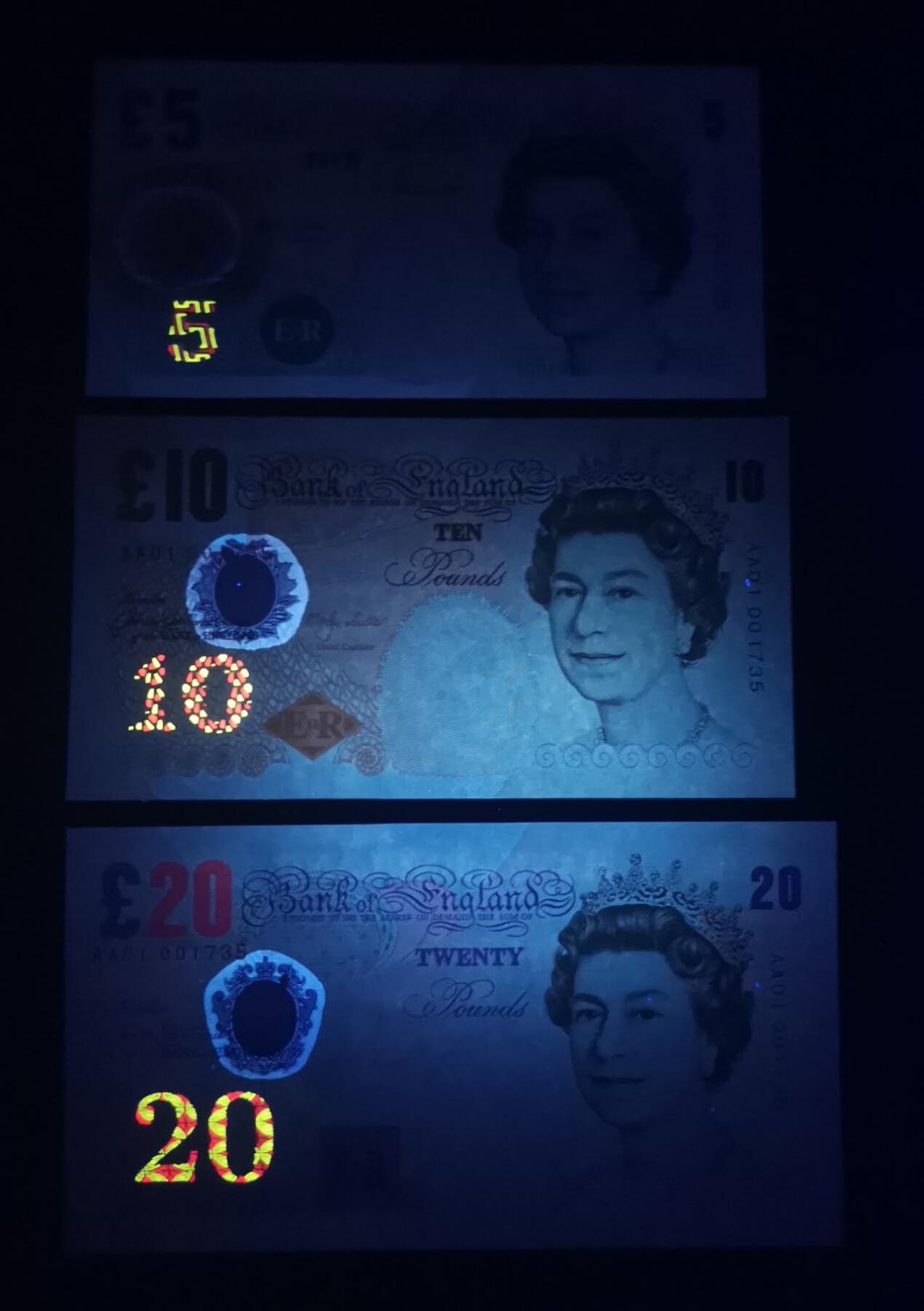 《艾美收藏》第223期-12.7周日外币畅拍 (3张首发冠全同)英国E序列再版HA01/AA 01首发冠全同千位1735号UNC