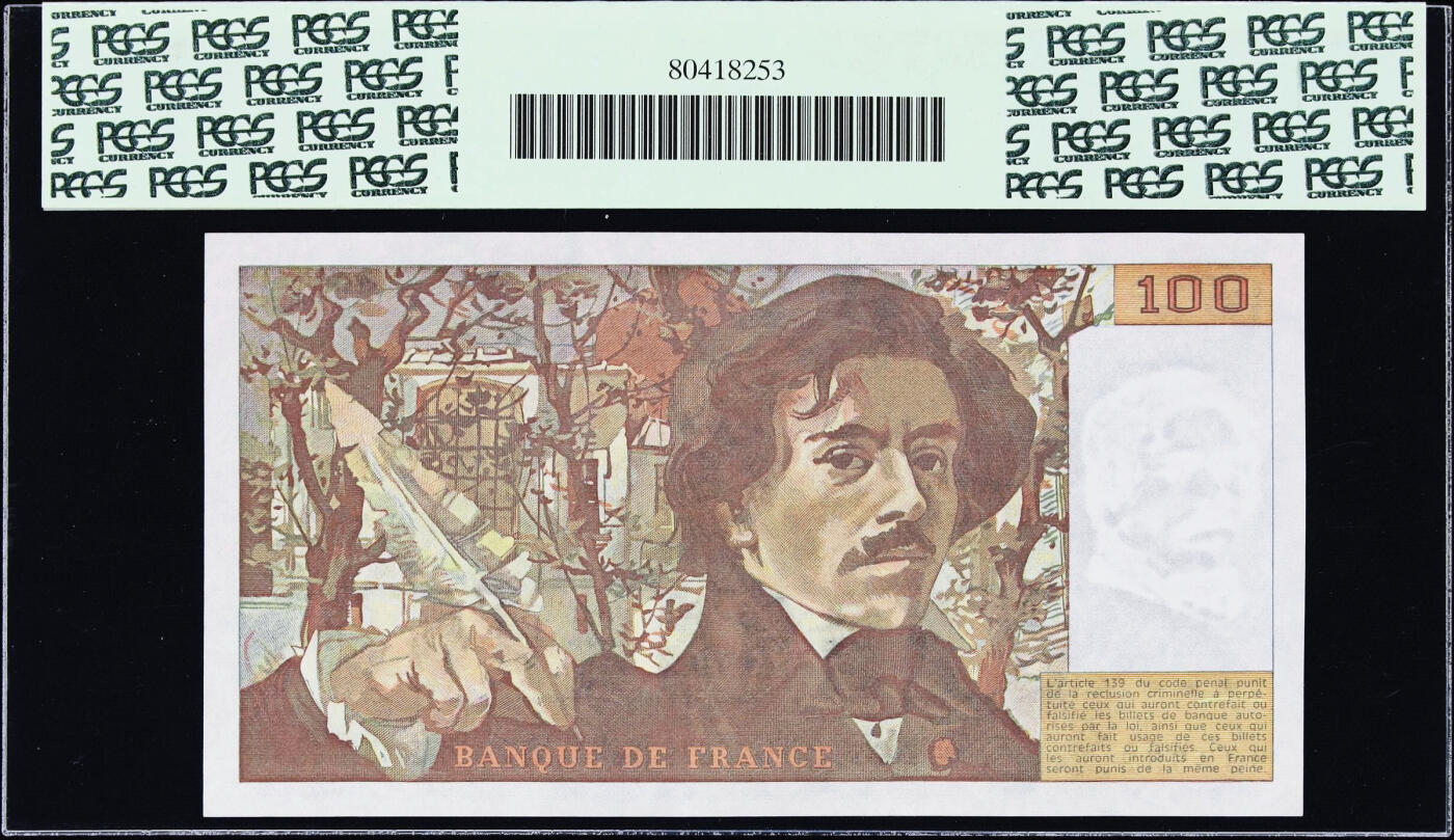 【Blue Auction】世界纸币精拍第759期——18级TOP拍卖/信誉/品质/专业/高效💫 【无47】法国 1980年100法郎 自由引导人民 PCGS66EPQ